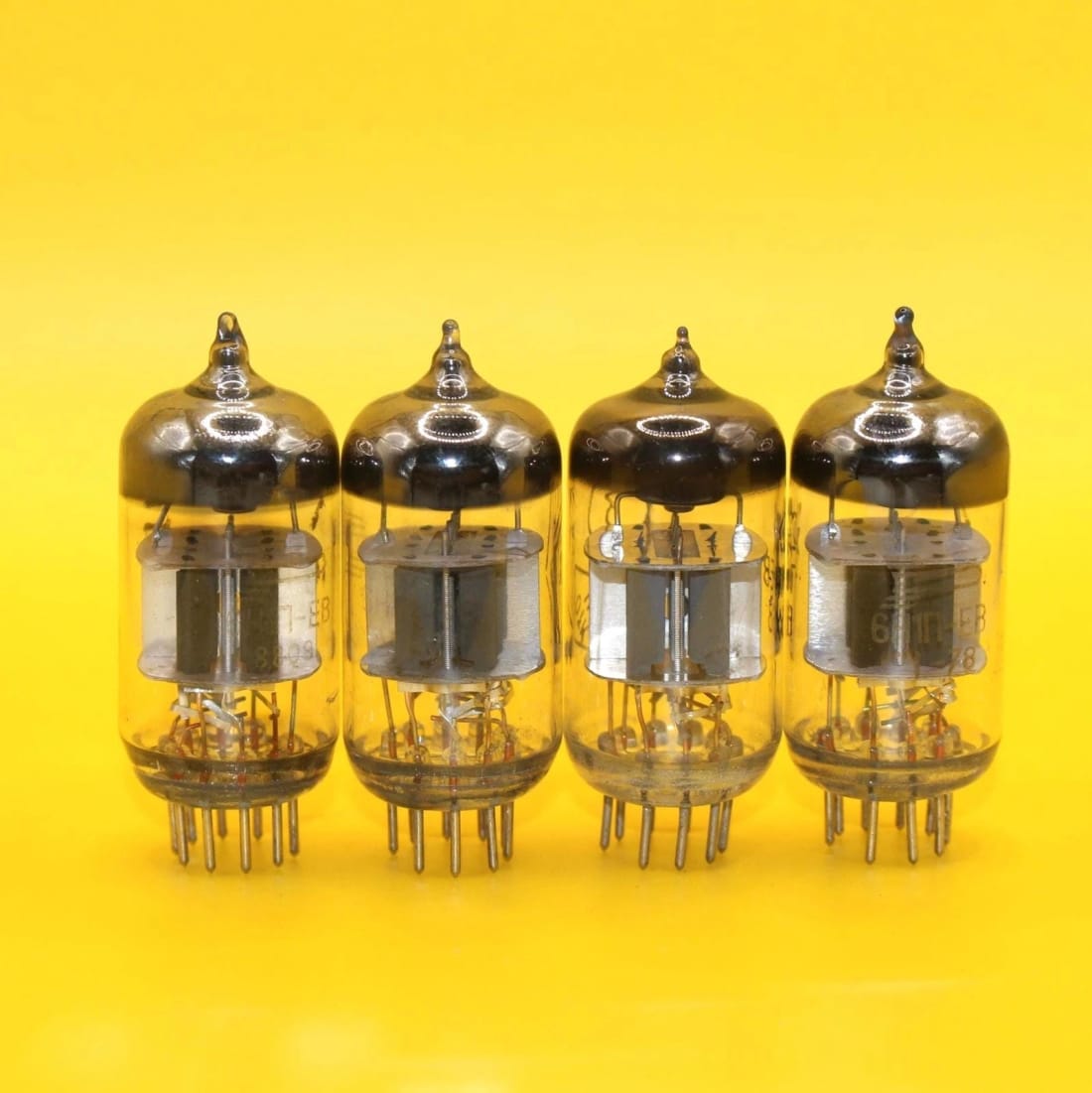 Four NOS Soviet 6N1P-EV double triodes