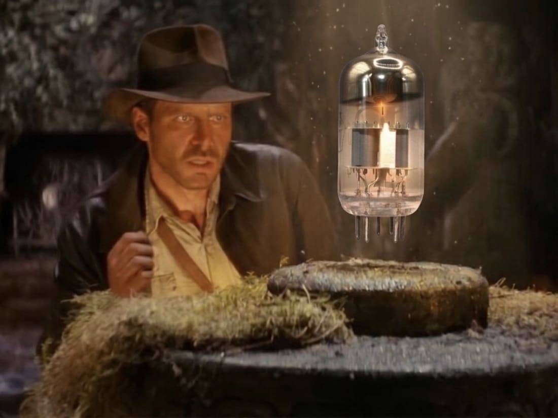 6N23P tube shown in a Holy Grail-style scene