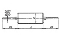 K40U-9 capacitor mechanical drawing with body diameter D, body length L, lead diameter 0.6, 0.8 and 1 mm, and 25 mm of lead at each end