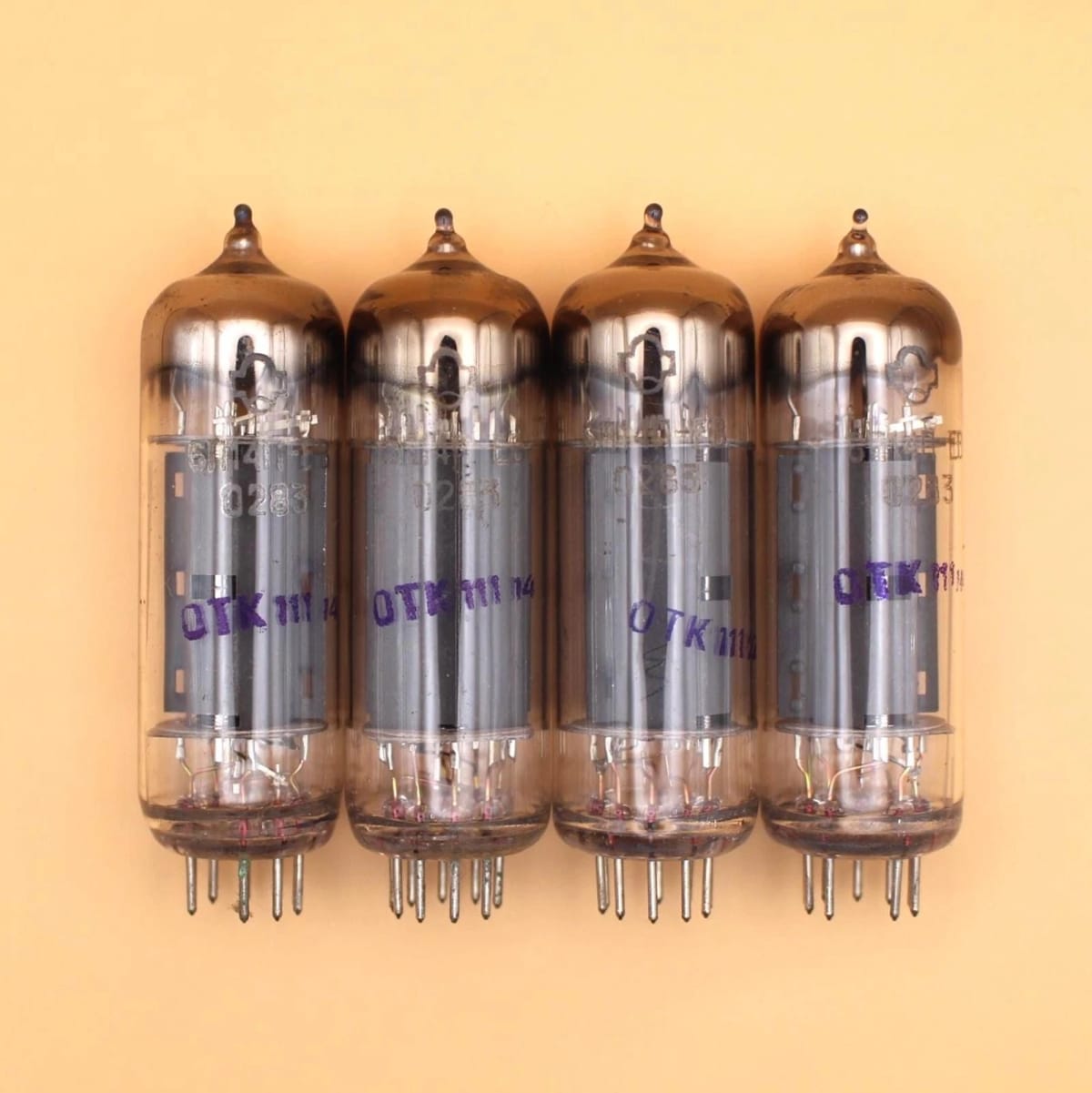 4x NOS 6P14P-EV 6BQ5 EL84M Reflector Same Date Tested Matched Quad Pentode - Image 4