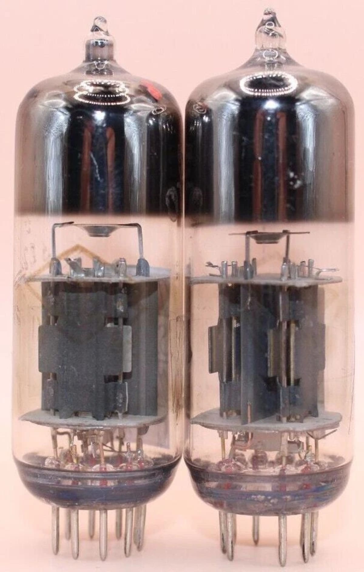 2x 6N6P =ECC99 ~E182 ~6CG7 Foton / Square getter / Rare M. pair 1960-s Gold Grid