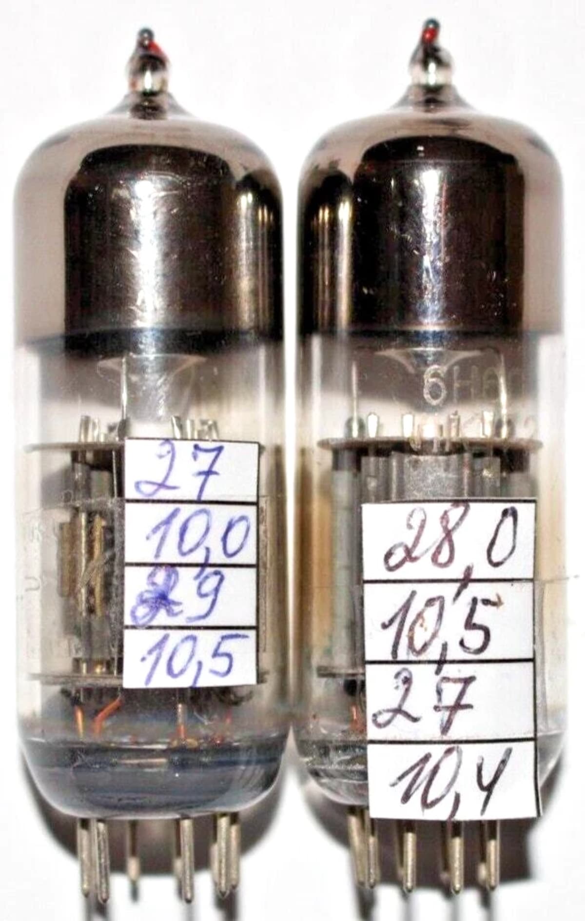 2x New 6N6P 6Н6П =ECC99 Matched Pair Red Tip 60-70s NOS NEVZ / Getter on two wires - Image 2