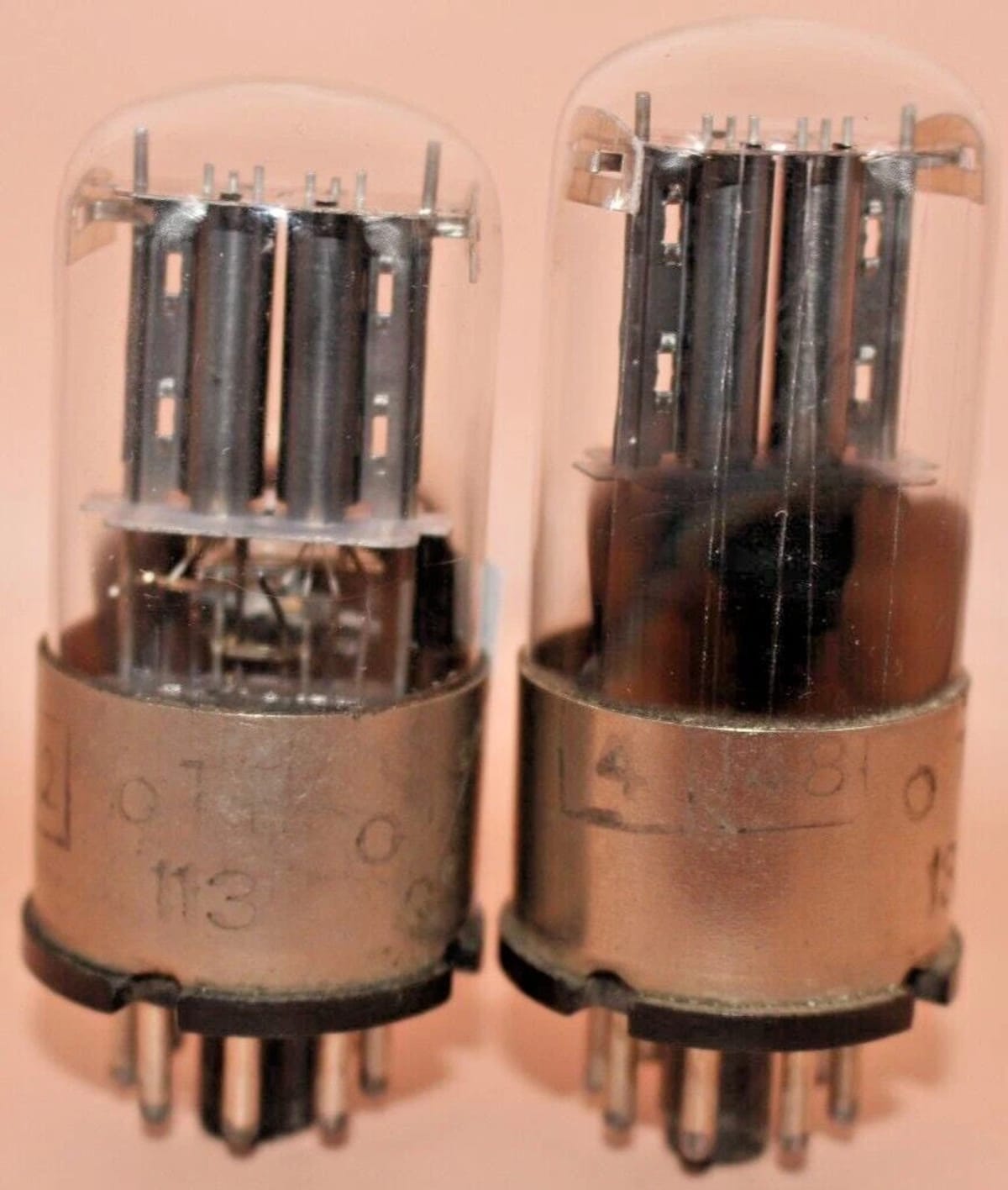 2x 6N9S ( 6Н9С ) = 6SL7 = 1579 MELZ Metal Base Matched Pair Tested Rare Triodes - Image 9