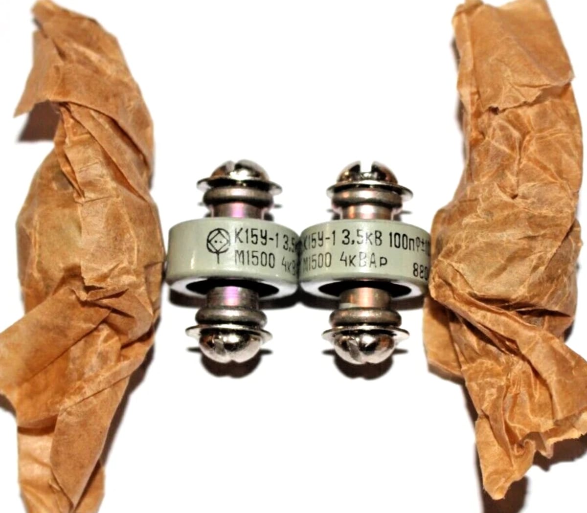 4x NOS K15U-1 K15Y-1 Doorknob Capacitors 100pF 3.5kV 4kVAR High Voltage Ceramic