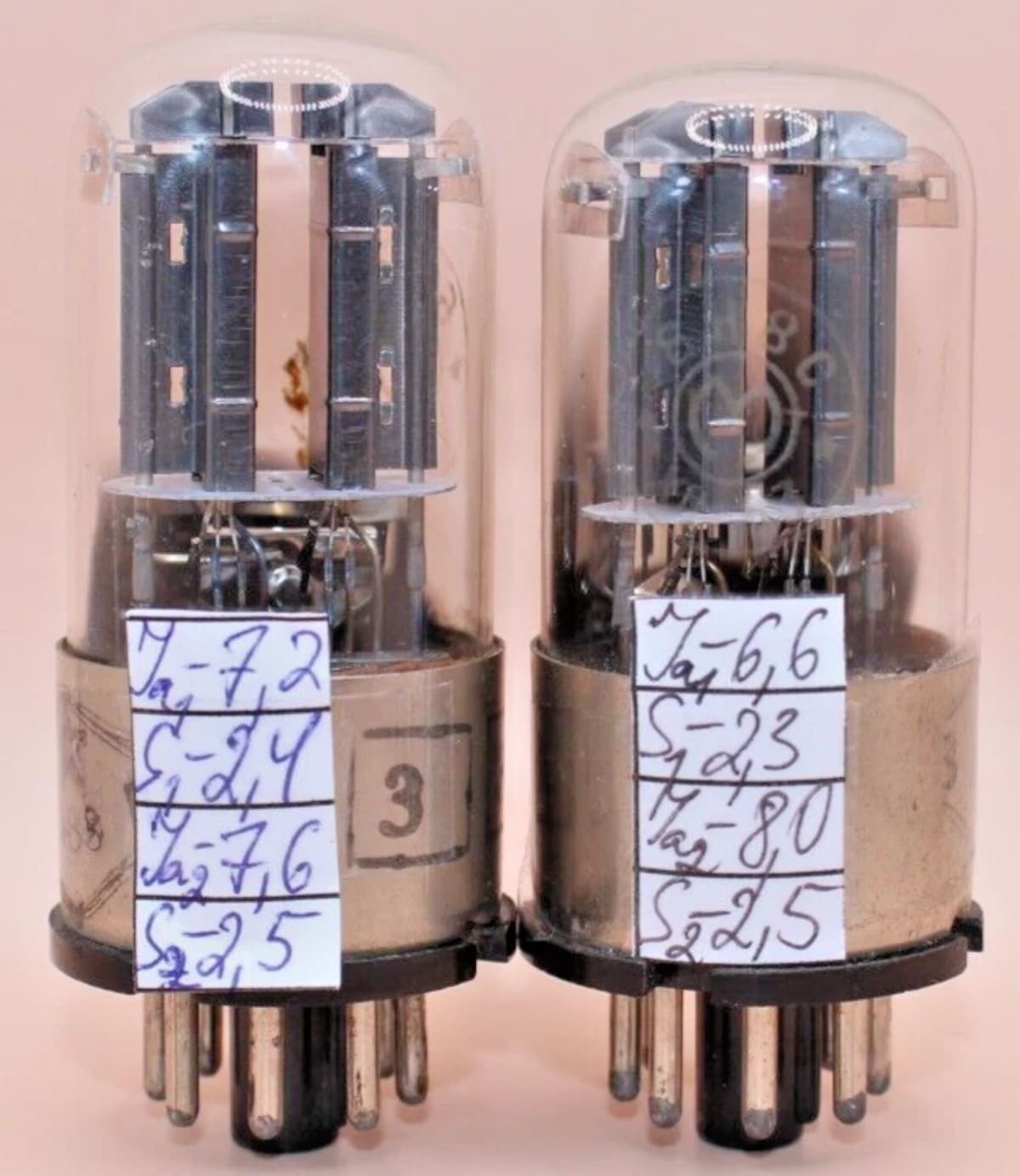 2x 6N8S / 6N8M / 6SN7 / 1578 MELZ / Tested / Matched Pair / Metal Base / 50s