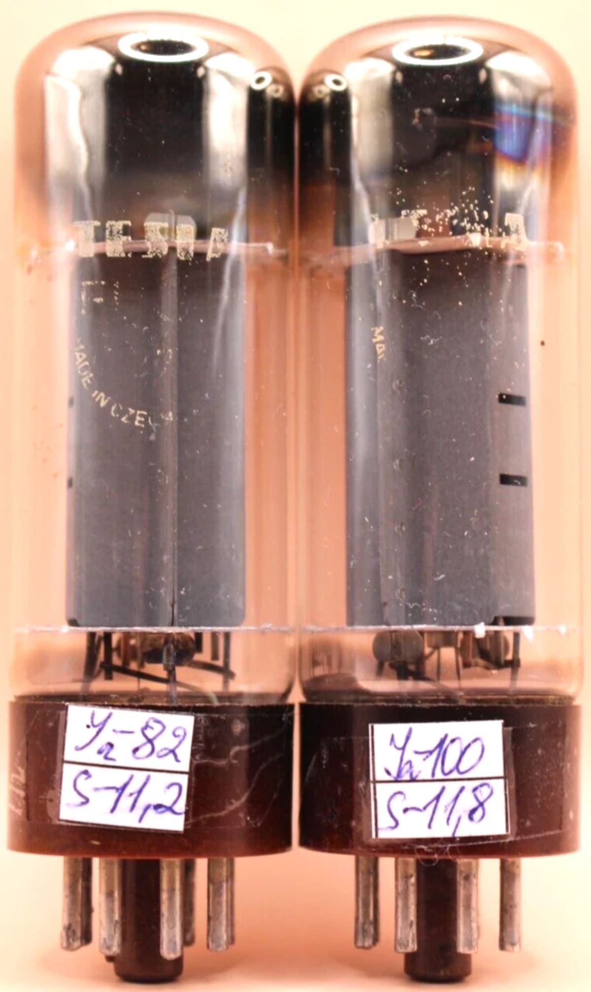 2x EL34 TESLA Brown Base / OO Getter / Matched Pair / Tested / Used - Image 3