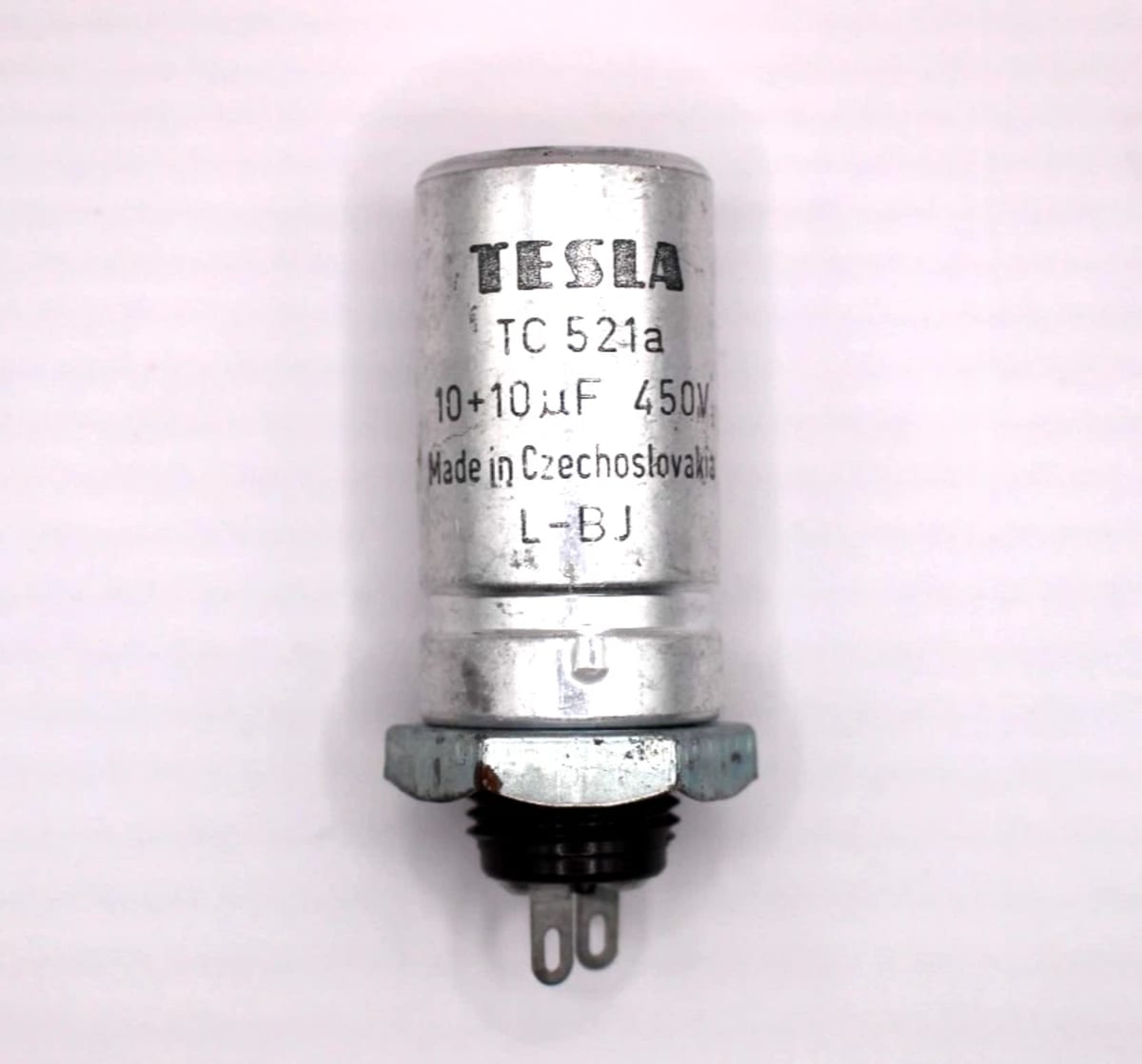 1x NOS Tesla TС 521a L-BJ 10+10uF 450V Electrolytic Capacitors TС521a