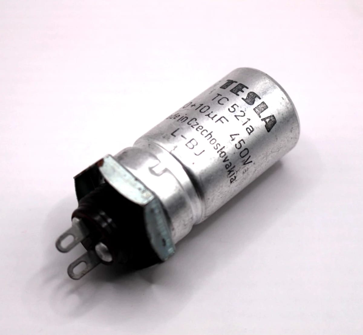 1x NOS Tesla TС 521a L-BJ 10+10uF 450V Electrolytic Capacitors TС521a - Image 2
