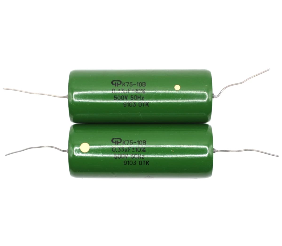 2x K75-10V 0.33uF 500V USSR Hybrid Audio Capacitors Paper in Oil PIO / NOS / OTK