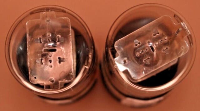 2x 6N9S ( 6Н9С ) = 6SL7 = 1579 MELZ Metal Base Matched Pair Tested Rare Triodes - Image 3