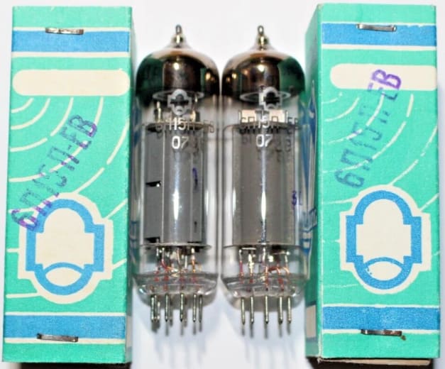 2x 6P15P-EV Tested Matched Pair Same Date Original Box Reflector ~EL83 SV-83