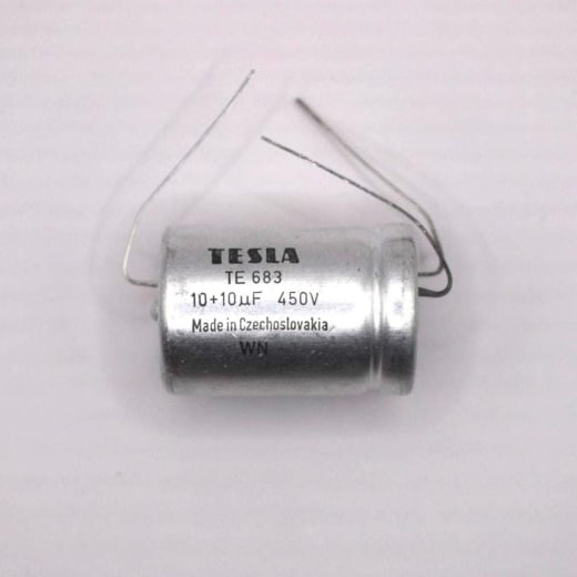 1x NOS Tesla TE 683 10+10uF 450V Electrolytic Capacitors TE683 / 1pc in one lot