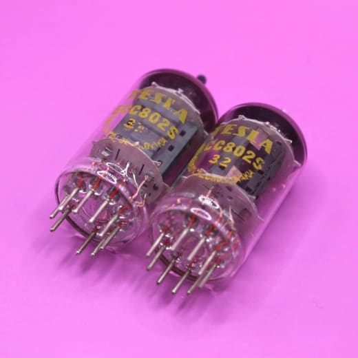 2x Tesla ECC802S Matched Pair Tested NOS Double Triode = 12AU7 , E82CC , ECC82 - Image 2