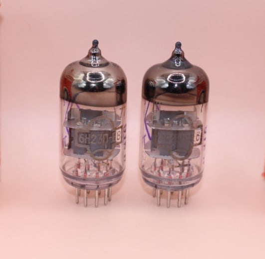 2x 6N23P-EV = E88CC ECC88 6DJ8 6922 Tested / Matched pair / Soviet Double Triode