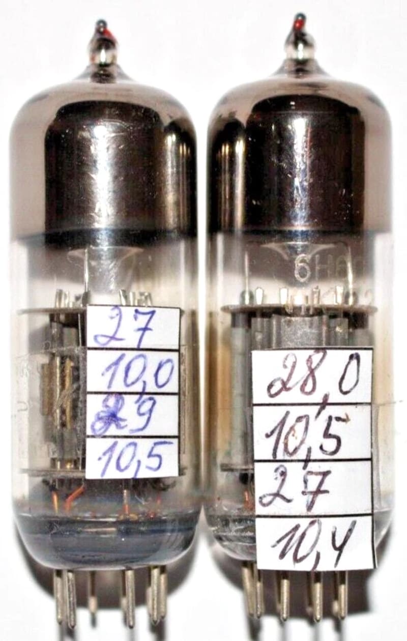 2x New 6N6P 6Н6П =ECC99 Matched Pair Red Tip 60-70s NOS NEVZ / Getter on two wires - Image 2