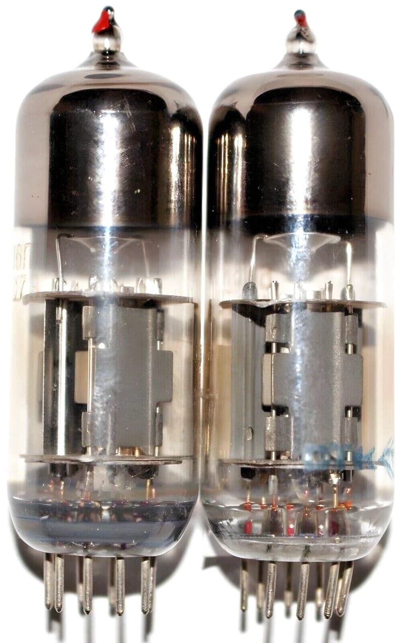 2x New 6N6P 6Н6П =ECC99 Matched Pair Red Tip 70s NOS NEVZ / Getter on two wires