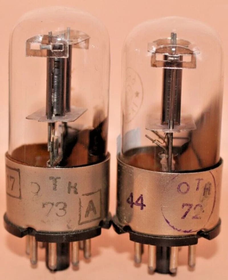 2x 6N9S ( 6Н9С ) = 6SL7 = 1579 MELZ Metal Base Matched Pair Tested Rare Triodes - Image 7