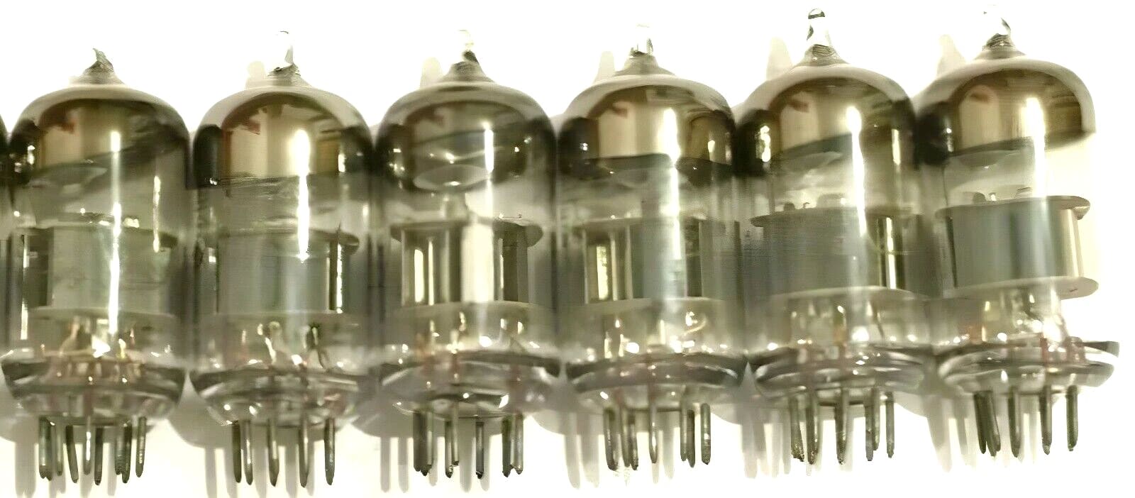 Six tested Soviet 6N23P double triodes with Voskhod rocket logo