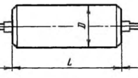 Detail of the K40U-9 drawing with the L dimension line running the full length of the capacitor body between the two case ends