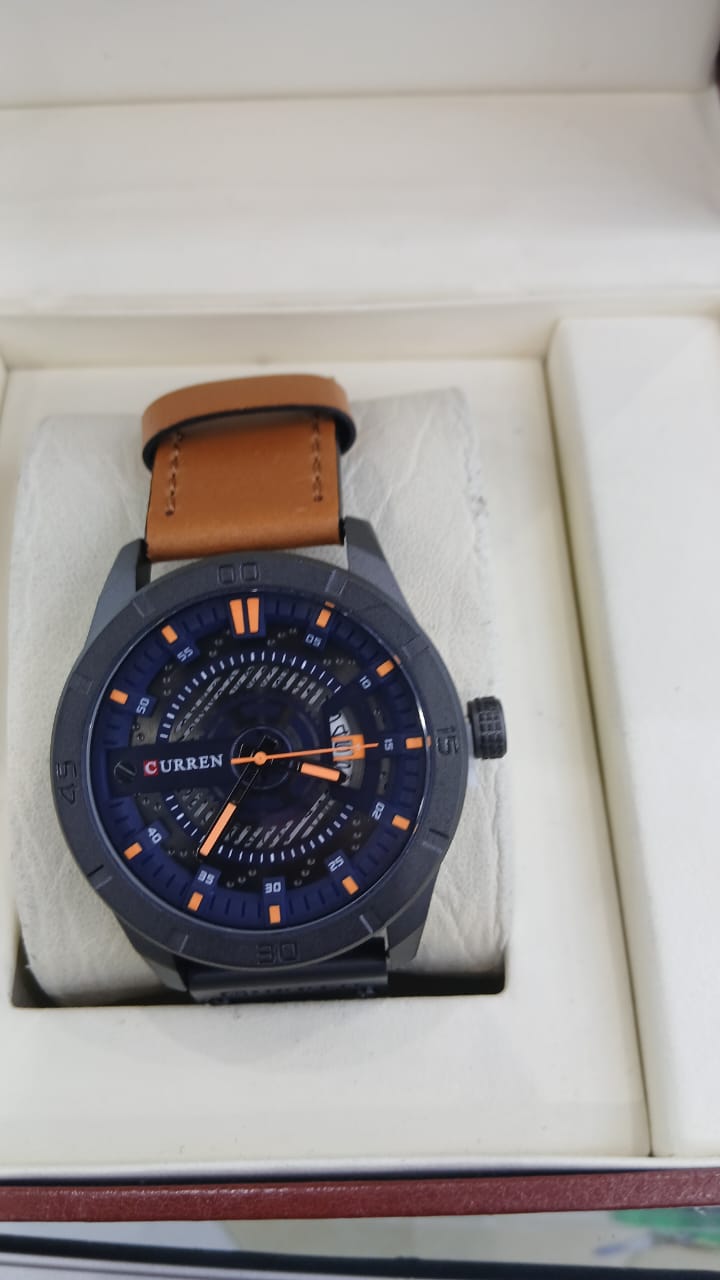 Curren Black Analog Leather Watch