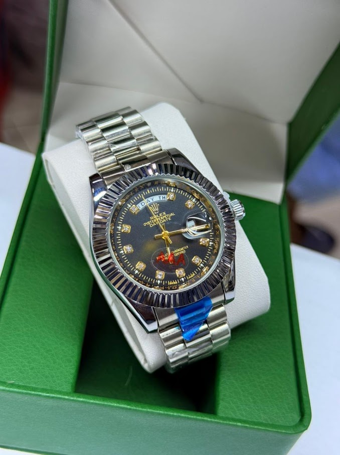 Rolex Silver-Blue Dial Watch