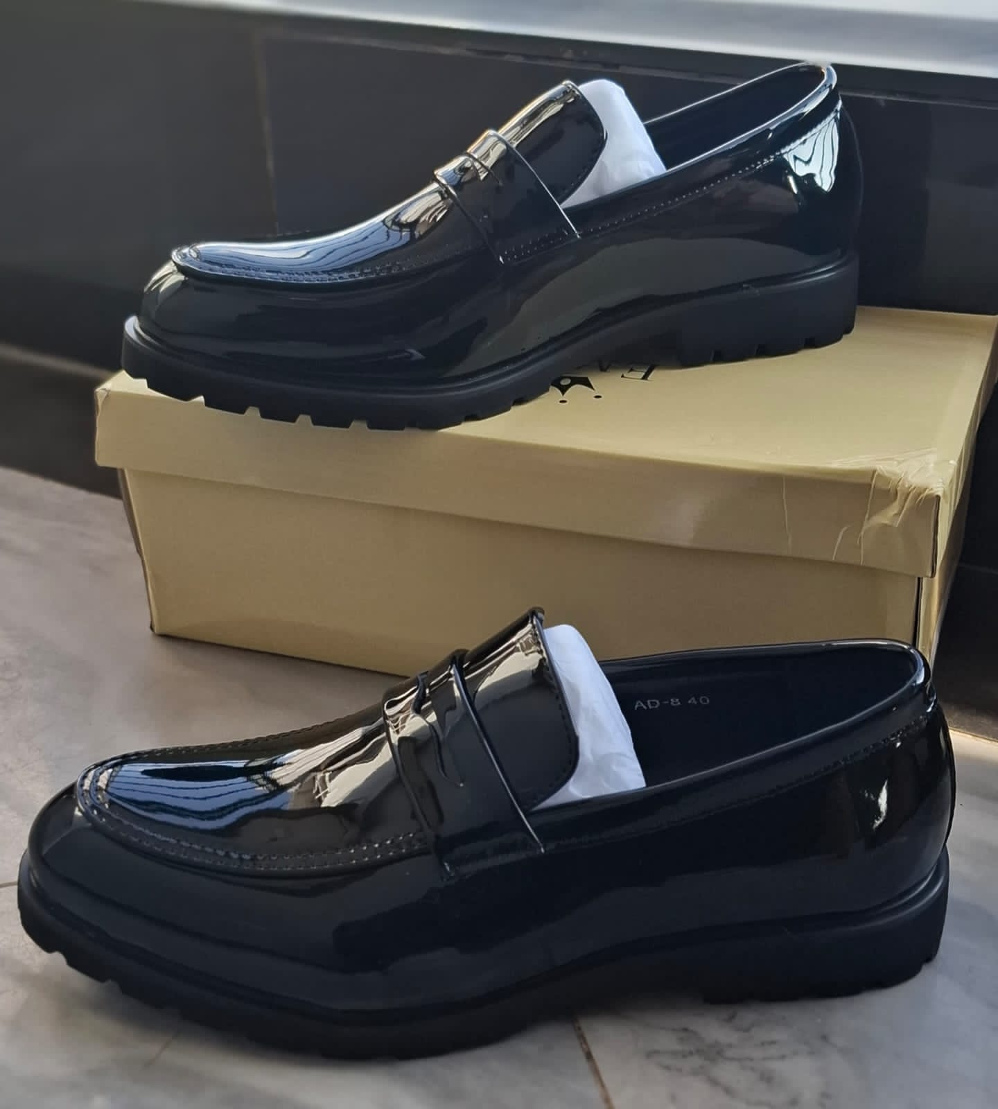Black patent leather penny Loafers