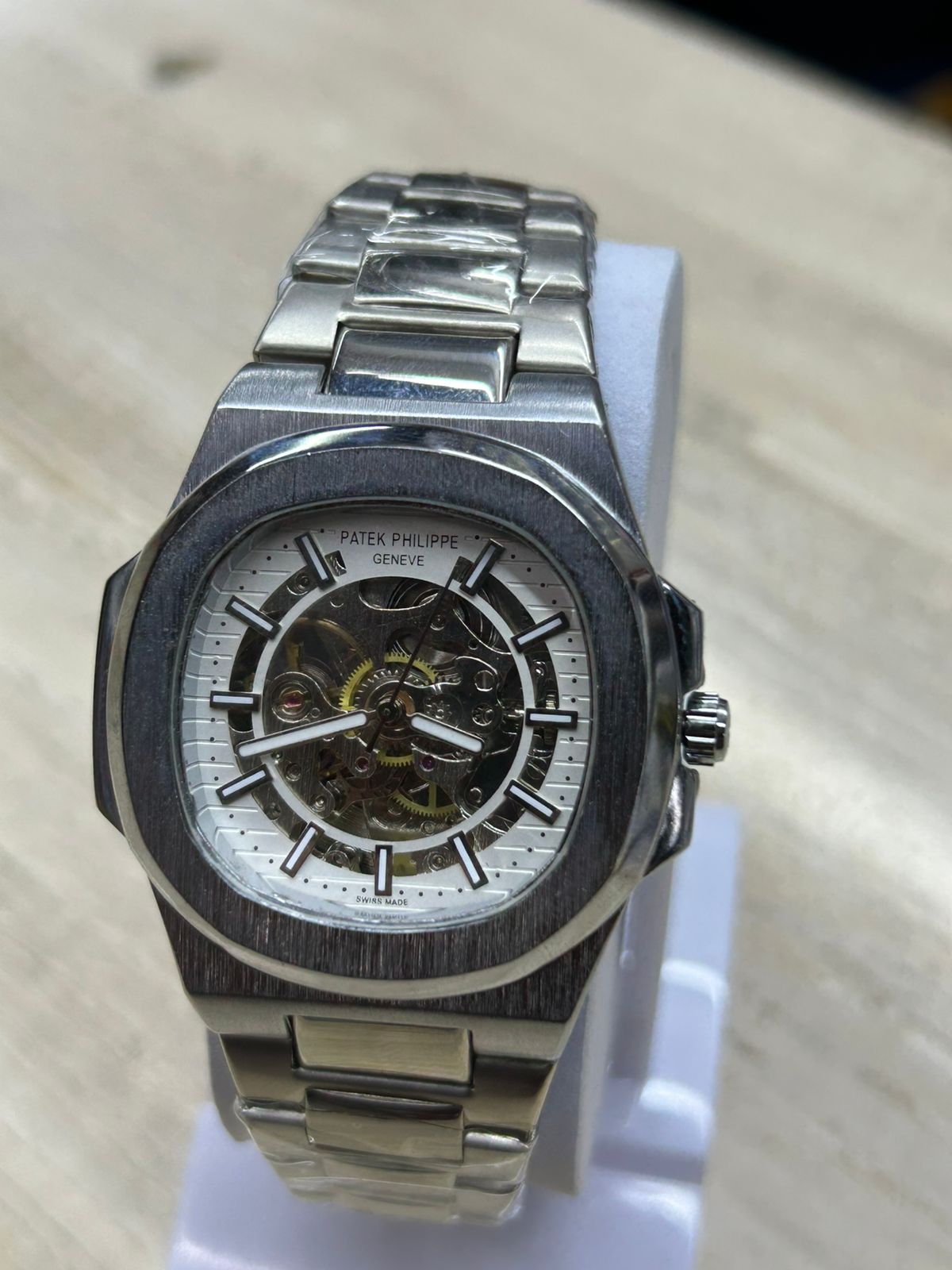Patek Philippe Nautilus Inspired Skeleton Watch – Stainless Steel – White Dial