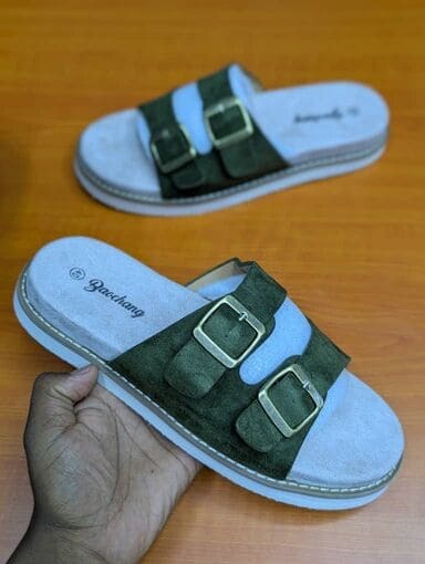 Baochang Double-Buckle Suede Sandals