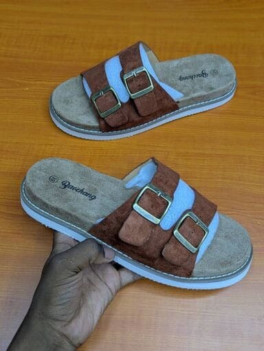 Baochang Double-Buckle Suede Sandals