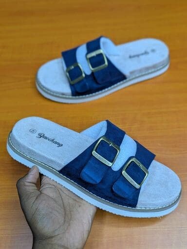 Baochang Double-Buckle Suede Sandals