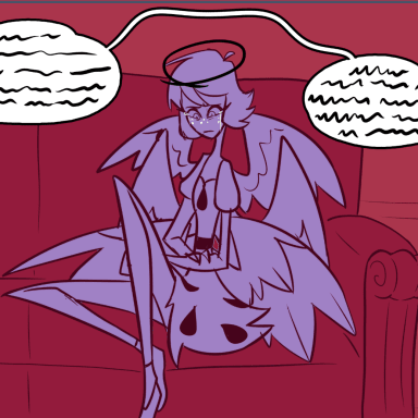 The Fallen Emily AU, a Hazbin Hotel fanfiction comic. Sera casts Emily from Heaven, luckily, she's not alone in hell. 

Hope you guys enjoy btw here’s is the original artist tumblr: https://allykatsart.tumblr.com/

Youtube Channel: https://www.youtube.com/@rainrocksmusic6304