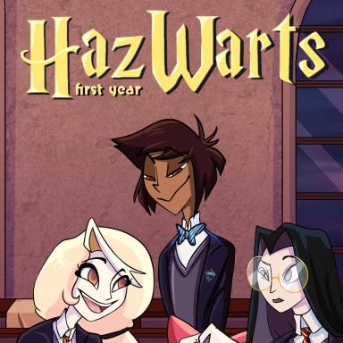 HazWarts, a Hazbin Hotel, Harry Potter and Helluva Boss fanfiction comic. Characters from a familiar universe in a world of magic, where they will face their unique path at the School of Witchcraft and Wizardry.