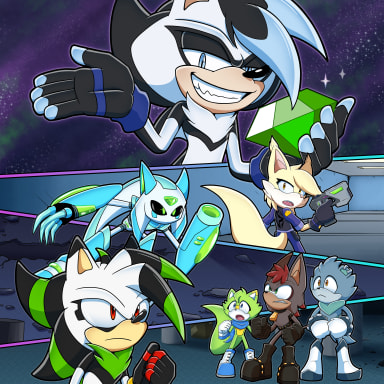Des & Neo: Future Disaster, a Sonic the Hedgehog fanfiction comic. Note: This comics genere is Action / Comedy. It's a story based in the far future of the Sonic Universe. The Story is completly with OCs. Canon character will not make an appearance and can only be spotted at some point as eastereggs.
It contains moderate violence, blood and stong language.

Story:
In the near future a troublesome Hedgehog is causing chaos. His brother tries to stop his evil doing, not knowing what he is really up to this time. A journey of two brothers trying to find their place in this world. While one is looking for power to rule the world, the other one wants to protect it. The Hedgehogs must face many challenges and will soon find out that there is way more hidden in their past than they would ever expect.