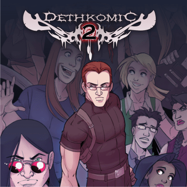 Dethkomic: Volume 2, a Metalocalypse fanfiction comic. Dethkomic, the comic that's never lost a Superbowl, returns for an all-new story arc! It's the beginning of Dethkomic Volume II and you're all in for a wild ride. It's in the bag, baby!

We re-join our cast directly after the events of Season 2's finale, "Dethrelease". Mordhaus has sustained heavy damage, Charles Offdensen might very well be dead, and most troubling of all: Nathan Explosion has found himself in charge of everything. Once again, Baen-Shee is on hand to help, but they have their own problems to deal with. Namely, trying to find two new members to join their four-piece before the all-girl lady-centric band of women fades into obscurity. And there's no shortage of bad guys keeping watch, keen to exploit Dethklok's part in a prophecy that seems to be unfolding before everyone's eyes. This all-new super-massive story is woven together with flashbacks, loads of action, drama, and zazzy new blue-toned pages! Scratch your Metalocal-itch with Dethkomic! And don't forget to bring your heart!