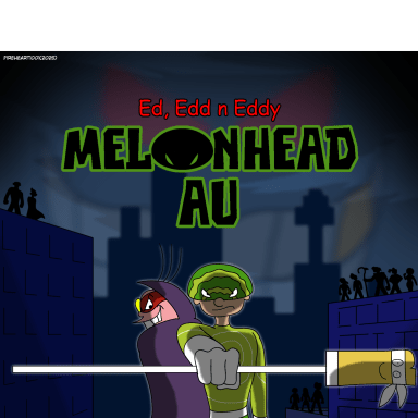 Ed, Edd n Eddy - Melonhead AU, a Ed, Edd n Eddy fanfiction comic. An alternate universe where Ed, Edd n Eddy characters are adults living in a superhero setting similar to DC or Marvel. Captain Melonhead and Splinter the Wonderwood battle the evil Professor Scam to prevent him from summoning an even greater threat upon Peach Creek City - his brother, The Whaler! 
The story is currently split into two series - "Melon Time" and "Captain Melonhead Strikes".