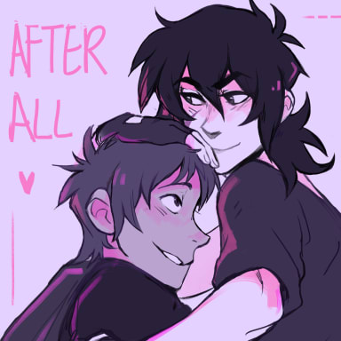 After All, a Voltron Legendary Defender fanfiction comic. After Lance follows Keith back to space, Keith is hesitant about how far Lance is willing to go in the relationship. (Comic made in 2019, takes place after my Loose Ends comic, tho it's not necessarily directly related. The full comic PDF can be found at ikimaru.bigcartel.com !)