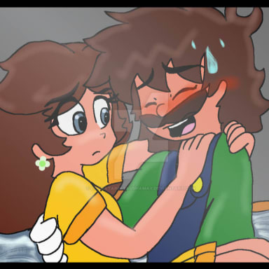 Up A Daisy, a Super Mario Bros fanfiction comic. Luigi had saved Daisy's life from drowning and now he's taking care of her injured leg. Daisy is fully grateful.