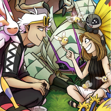 El's Alolan Adventures, a Pokemon fanfiction comic. After being saved from Ultra Space, Guzma is left disoriented and lost, disbanding his team and returning to his childhood home on Mele Mele island. His final battle against the MC, now Champion of Alola called "El" proves to be a fateful encounter when she encourages him to take up Halas offer of becoming his student once more. The two start growing closer as their former rivalry turns into an unexpected friendship.

"El's Alolan Adventures" is meant to be read as a direct coninuation of the main events of Pokemon Moon. It focuses on Guzmas redemption, friendship, found family and ties up further loose ends of the original game.