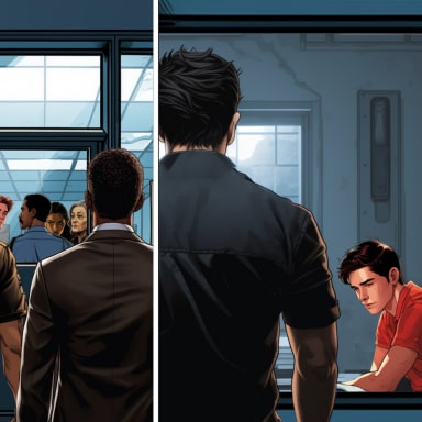 Episode-6: of Missing Links, a Marvel fanfiction comic. The authorities are finally able to track down Peter. Tony listens in on a very revealing interrogation
