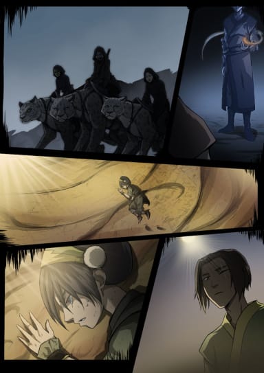 Episode-9: of Distorted Reality, a Avatar The Last Airbender fanfiction comic. Aang and the others are attacked by mysterious figures in masks. Who can they be?