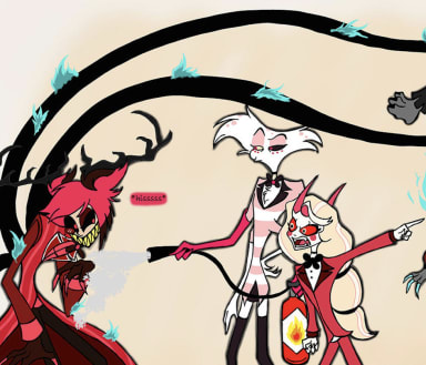 Episode-2: of Bonny's Hazbin Tales, a Hazbin Hotel fanfiction comic. Charlie tries to broker peace between Alastor and Bonny, to mixed results