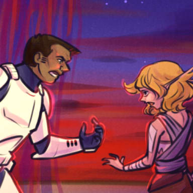Episode-15: - Pages 67-70 of Hyperlane Nomads, a Star Wars fanfiction comic. With Anoon gone and Solus injured, Lyon finds himself in command of the Squad. Trained but unseasoned, he is immediately faced with his first command decision: Risk lives to save a brother, or wait for the safety of morning. Jela urges caution, but is Lyon in any state to listen? Find out next time!