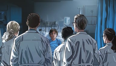 Episode-1: of A Million Pretty Pieces, a 9-1-1 fanfiction comic. Evan Buckley is in the hospital, when he spontaneously develops a tattoo that changes the course of his life...