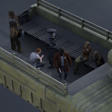 Episode-11: - THE CHASE IS ON! of HAN SOLO AT STARS' END, a Star Wars fanfiction comic. Han, Chewie and the others make a desperate escape, trying to reach the landing field!