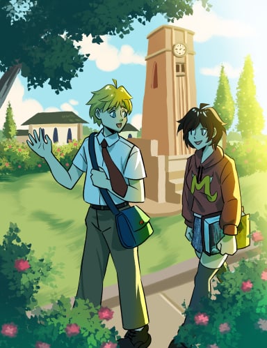 Episode-1: - Ch1: Orientation of RWBY: Class of 13, a RWBY and Cthulhu Mythos fanfiction comic. Beginning of the school year, each transfer or Freshman student are expected to attend Orientation. Giving a perfect opportunity for those attending to make new friends, explore the school grounds, and learn it's history
