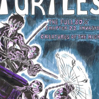 Episode-22: - Creatures of the night of Teenage Mutant Ninja Turtles "The full eighty percent", a Teenage Mutant Ninja Turtles, Avatar The Last Airbender and Dragon Ball Z fanfiction comic. While Leonardo is dealing with the most unwelcome guest at his baby shower, his newborn is making quite an impression on Michelangelo.