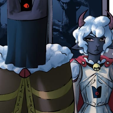 Episode-1: - - The Night Of Their First Kiss of Uncovered Veil / Cult of The Lamb Royal Au, a Cult of the Lamb fanfiction comic. After a Kings Meeting, our main character Lambert has to escort The Red Crown Bearer to his private chambers. However, our sheep seems to have some suspicious motivations...