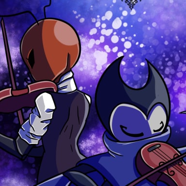 Episode-7: - Lonely Melody of Hollow Knight Metamorphosis, a Hollow Knight fanfiction comic. After being defeated by Kafele, the Wandering Knights returned to Marshall's to get help. While group is tense and get into a discussion, Whisper is alone with his memories.