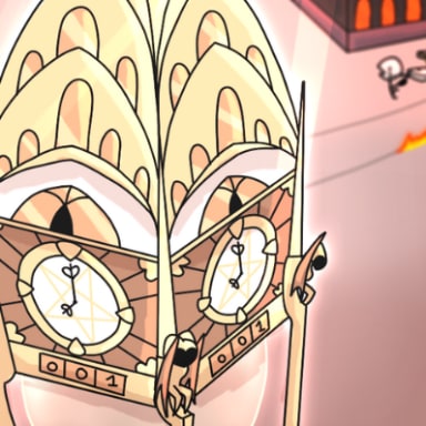 Episode-4: - Page two of Don't Care, a Hazbin Hotel fanfiction comic. Tick tock