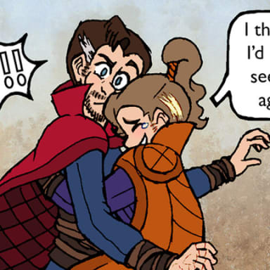 Episode-3: - Donna and Stephen Meet Again of MMJ's Doctor Strange Collection!, a Marvel fanfiction comic. What if, in an alternate reality, Stephen's younger sister survived and became Sorcerer Supreme?